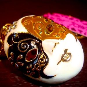 Betsey Johnson Crystal Mask Necklace